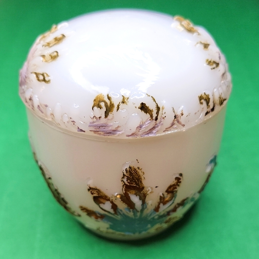 Antique Milk Glass Jar with Lid